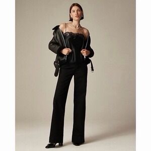 NWT J. Crew Jeans Wide Leg Trouser High Rise Black Denim Jeans